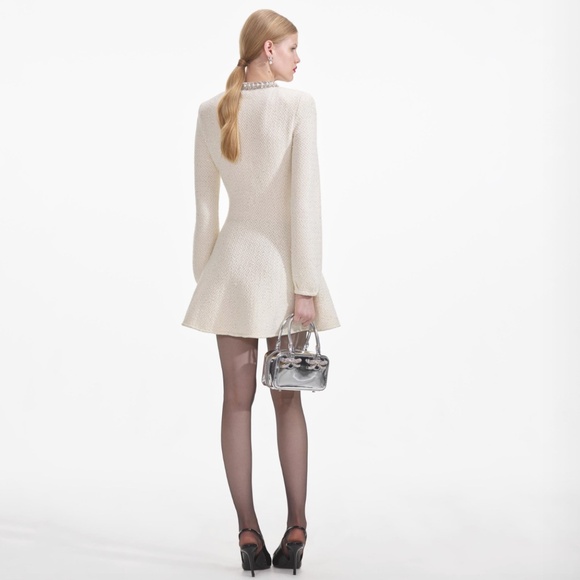 self-portrait Cream Textured Knit Mini Dress Size: S - MSRP $595 - NWT SAVE$$$ - Picture 3 of 5